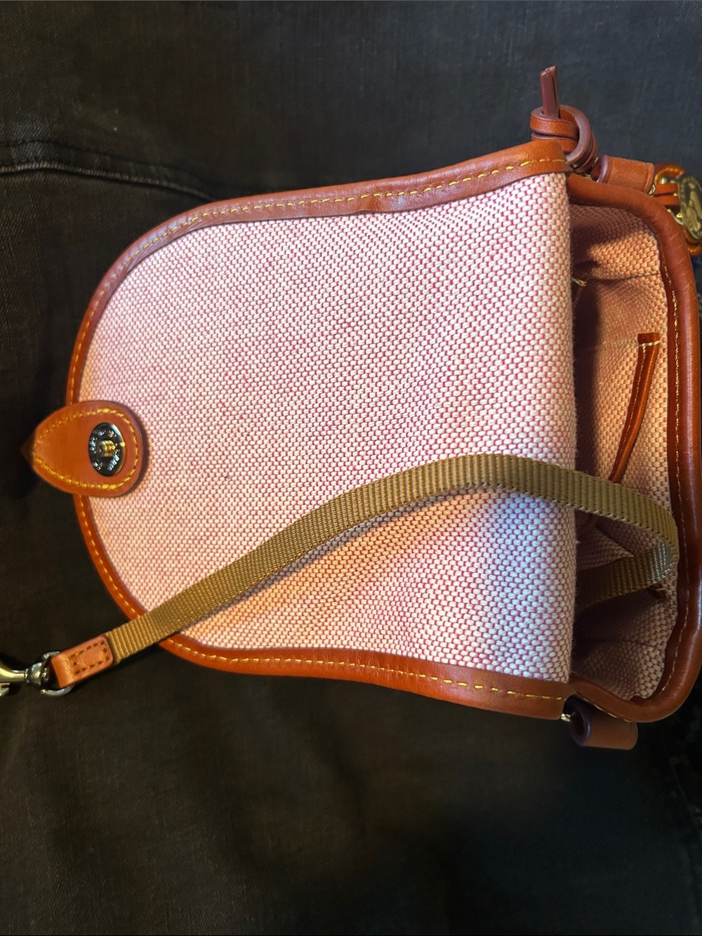 Dooney & Bourke Black and Brown All-Weather Leather Saddle Crossbody - NWOT - Picture 4 of 11